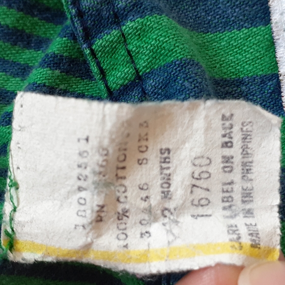 Vintage Overalls Green Striped Size 12M - Picture 4 of 11